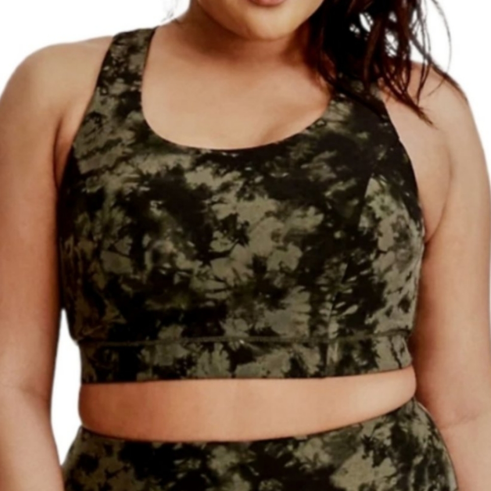 Torrid Active Green Camo Tie Dye Strappy Sport Bra Women's Plus Size 4X